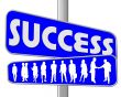 business people and slogan street sign
