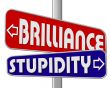 business people and slogan street sign red blue