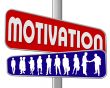 business people and slogan street sign red blue