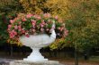 Flowers in a vase in park of castle Chenonceau