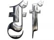 Metallic patterned letter of german gothic alphabet font. Letter F