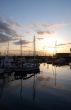 Boats on the pier at sunset