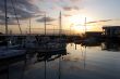 Boats on the pier at sunset