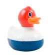 rubber toy duck with dutch flag on is on white background