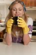 Housewife having coffee