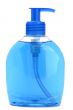 Bottle with liquid soap on white