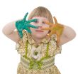 Little girl with multicolored palm