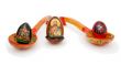 Easter eggs in Russian wooden painted spoons