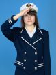 Girl in a sea uniform salutes