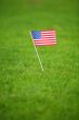 american flag on grass