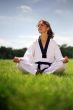 girl in kimono meditating