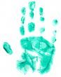 Green print of childish palm
