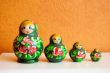 Line of russian traditional wooden dolls