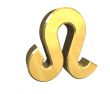 leo astrology symbol in gold - 3d made
