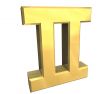 gemini astrology symbol in gold - 3d made