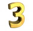 3d made - number 3 in gold