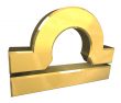 libra astrology symbol in gold - 3d made