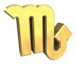 scorpio astrology symbol in gold - 3d made