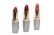 Three feminine lipsticks