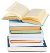 Pile of books on a white background