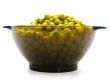 green preserved pea in the glass bowl