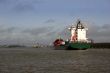 Container ship at the Kiel canal