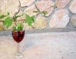 vine shoot over wine glass