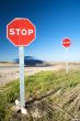 fast car with stop traffic signs