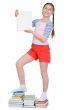 Girl on a pedestal from books
