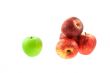 four red and one green apples