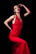 lady in red evening dress