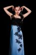 woman in blue dress