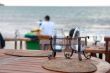 Table set at beach