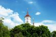 Church top over blue sky