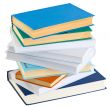 Pile of books on a white background