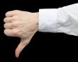 Man`s hand showing gesture on a black
