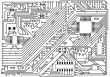 Hi-tech black and white industrial electronic background