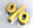 percent symbol in gold - 3d made