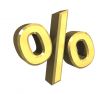 percent symbol in gold - 3d made