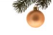Golden Christmas ball with fir branch