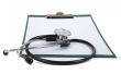 blank clipboard with stethoscope on white