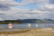 lake with fishing boats