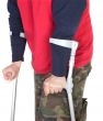 man walking with a crutch