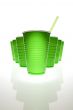 Green plastic cups w straw