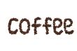 Coffee word written grain of coffee