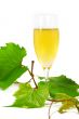Muscat glass of wine with leaves