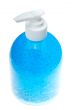blue hair gel bottle over white