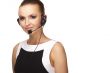 Nice hotline operator with headset