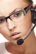 Nice hotline operator with headset