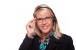 Beautiful Blonde Customer Support Woman with Headset